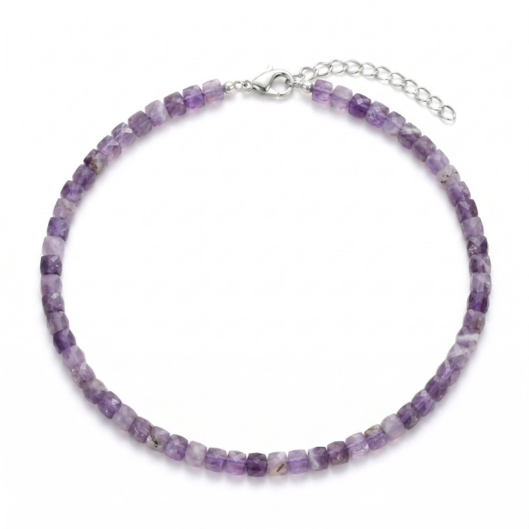 Чокер з натурального аметисту «Amethyst Energy» (кубик 4 мм) (19086) - 2