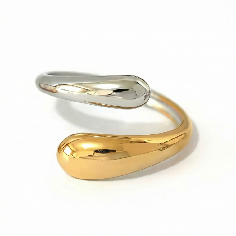 Каблучка «Liquid Dual» — Регульований розмір — Водостійка сталь (21022) - 2