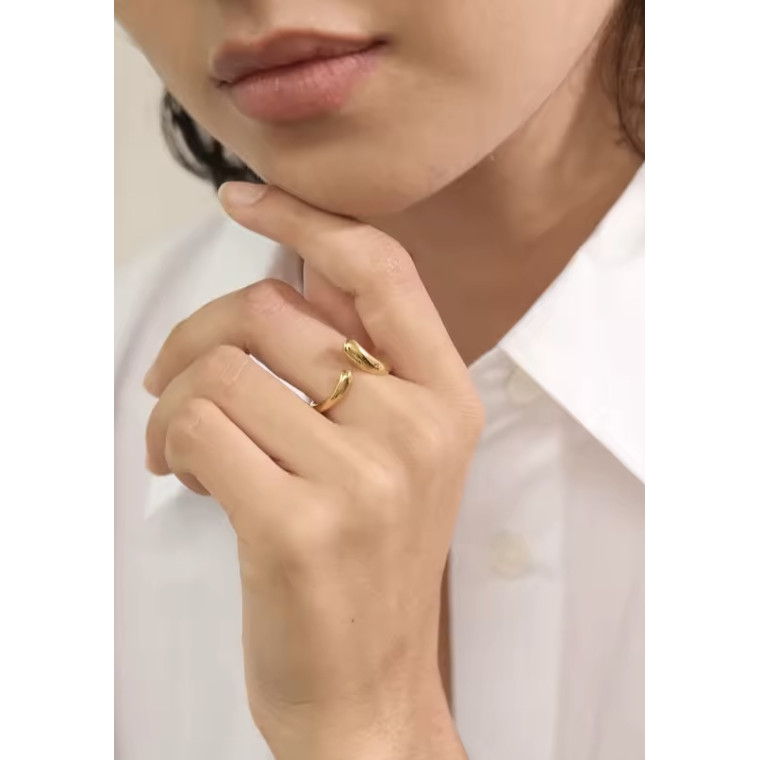 Каблучка «Fluid Gold» — Регульований розмір — Waterproof Steel (21023) - 5