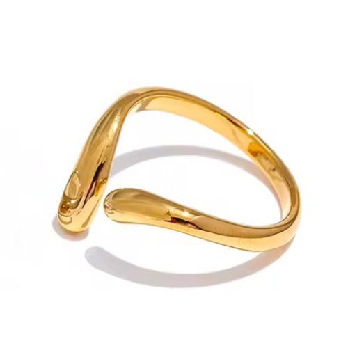 Каблучка «Fluid Gold» — Регульований розмір — Waterproof Steel (21023)