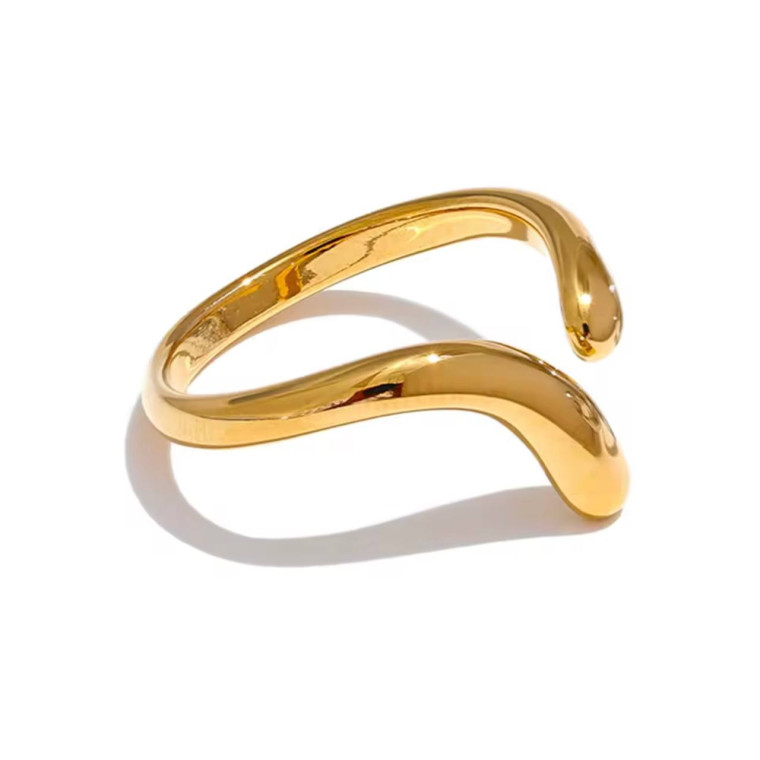 Каблучка «Fluid Gold» — Регульований розмір — Waterproof Steel (21023) - 3