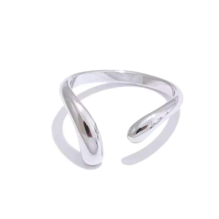 Каблучка «Fluid Silver» — Регульований розмір — Waterproof Steel (21024) - 3