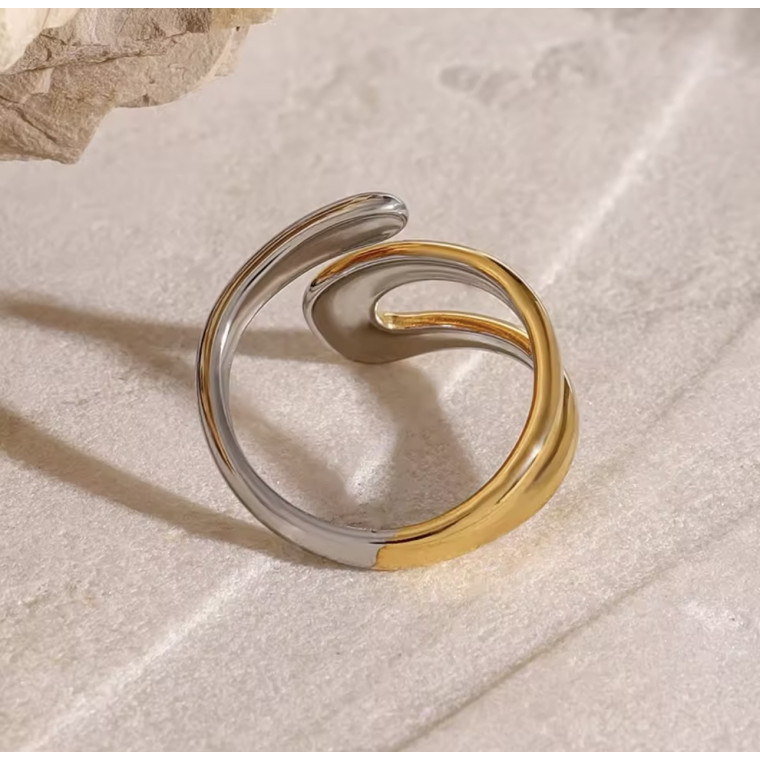 Каблучка «Mercury Gold» — Регульований розмір — Waterproof Steel (21025) - 4