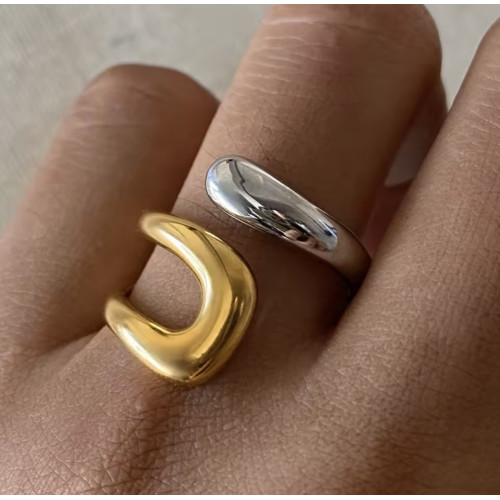 Каблучка «Mercury Gold» — Регульований розмір — Waterproof Steel (21025)