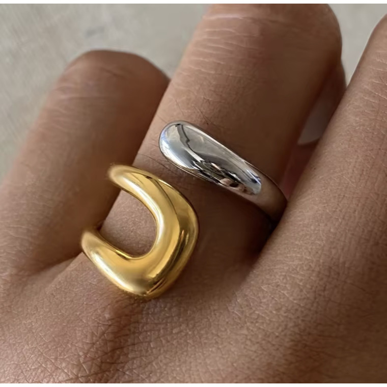 Каблучка «Mercury Gold» — Регульований розмір — Waterproof Steel (21025) - 1
