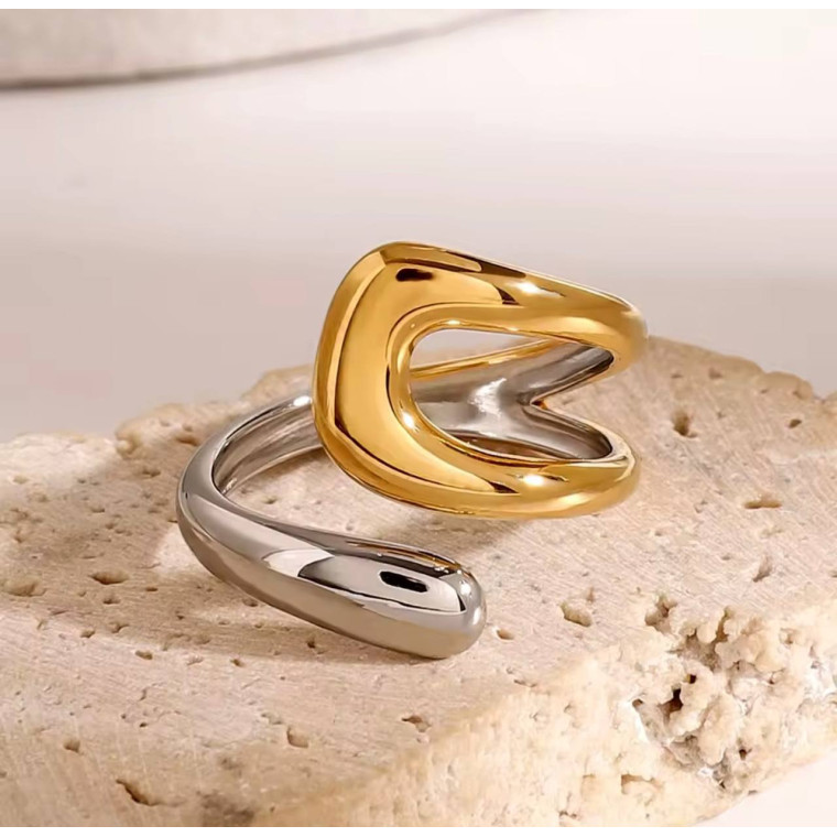 Каблучка «Mercury Gold» — Регульований розмір — Waterproof Steel (21025) - 2