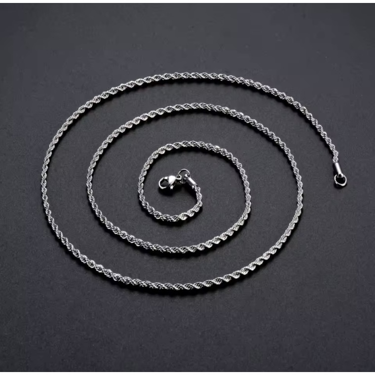 Цепочка из нержавеющей стали серебристый - унисекс тросовое плетение (rope chain) для мужчин и женщин (22029) - 3