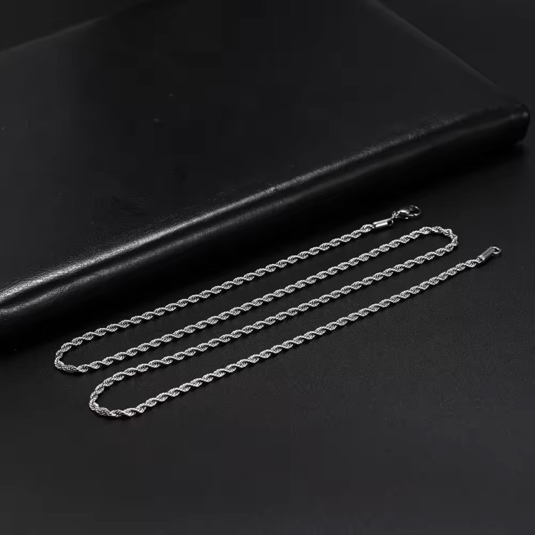 Цепочка из нержавеющей стали серебристый - унисекс тросовое плетение (rope chain) для мужчин и женщин (22029) - 12