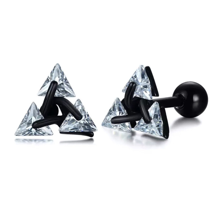 Сережка у вигляді трикутника чорного кольору (23002) - 3
