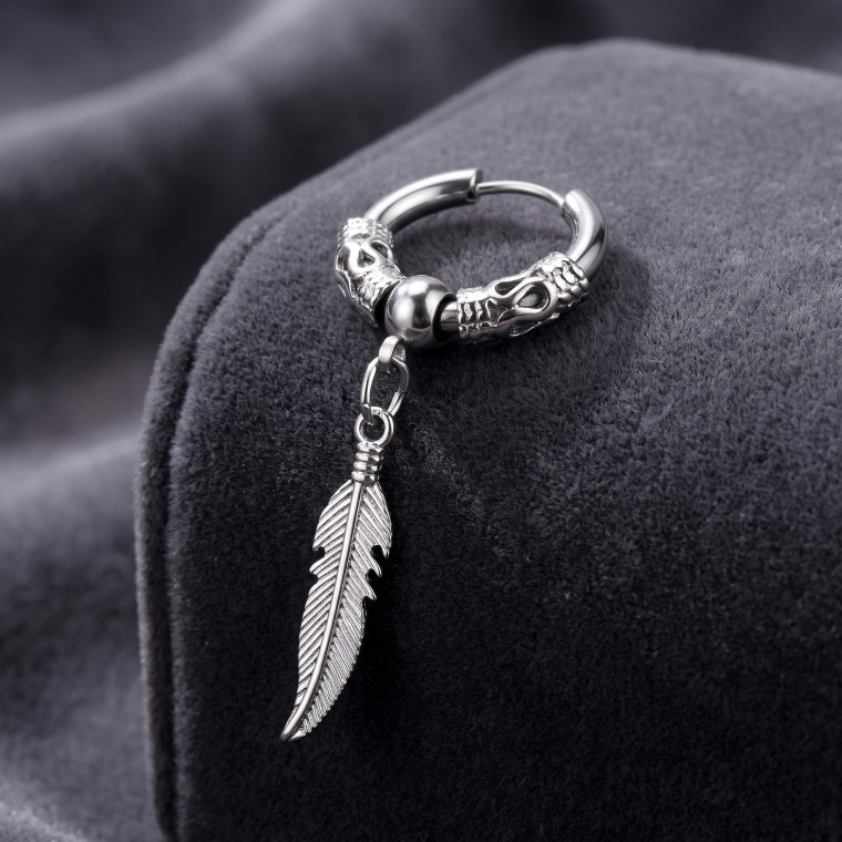 Чоловіча сережка «Shadow» Silver (23019) - 2