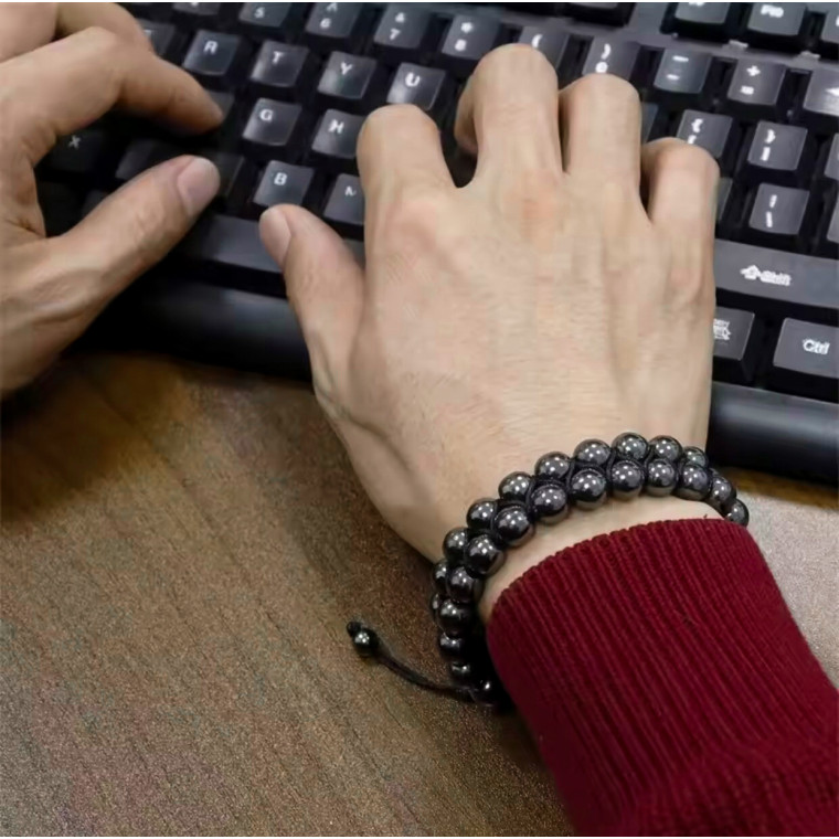 Подвійний плетений браслет із гематиту (80142) - 2