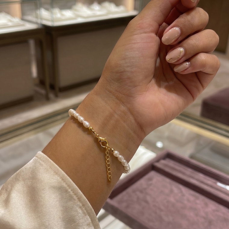 Браслет із натуральних річкових перлів «Pearl Essence» - ювелірний трос (80246) - 3