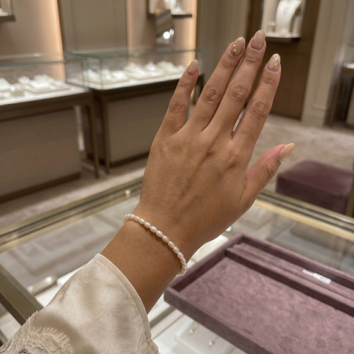 Браслет із натуральних річкових перлів «Pearl Essence» - ювелірний трос (80246)