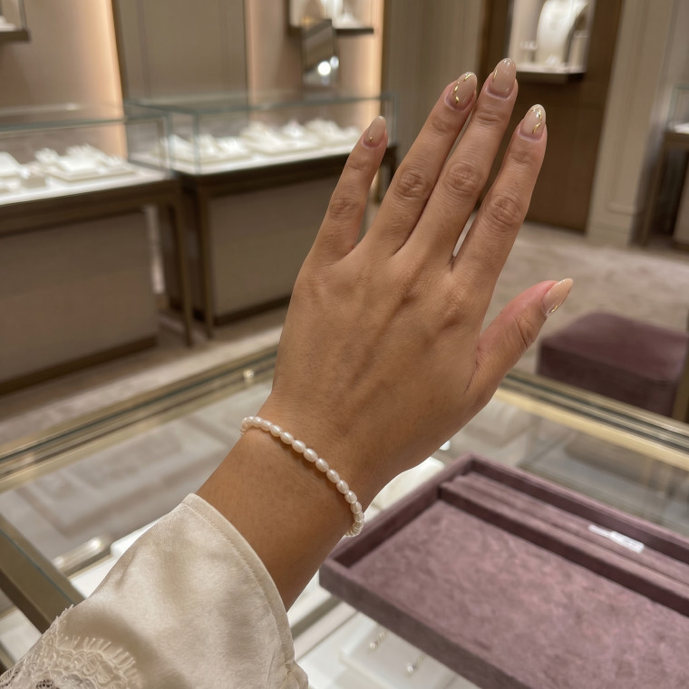 Браслет из натурального речного жемчуга «Pearl Essence» - ювелирный тросик (80246) - 2