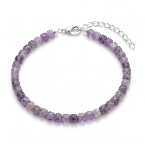 Браслет з натурального аметисту «Amethyst Energy» (кубик 4 мм) (80260)