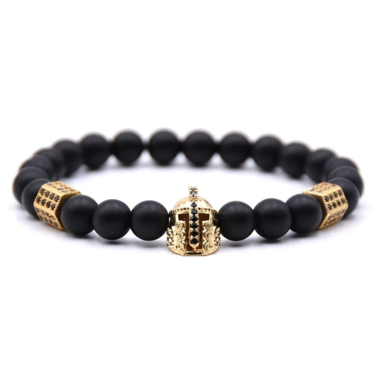 Браслет із шунгіту із золотим шоломом та багатогранниками (10009) - 1